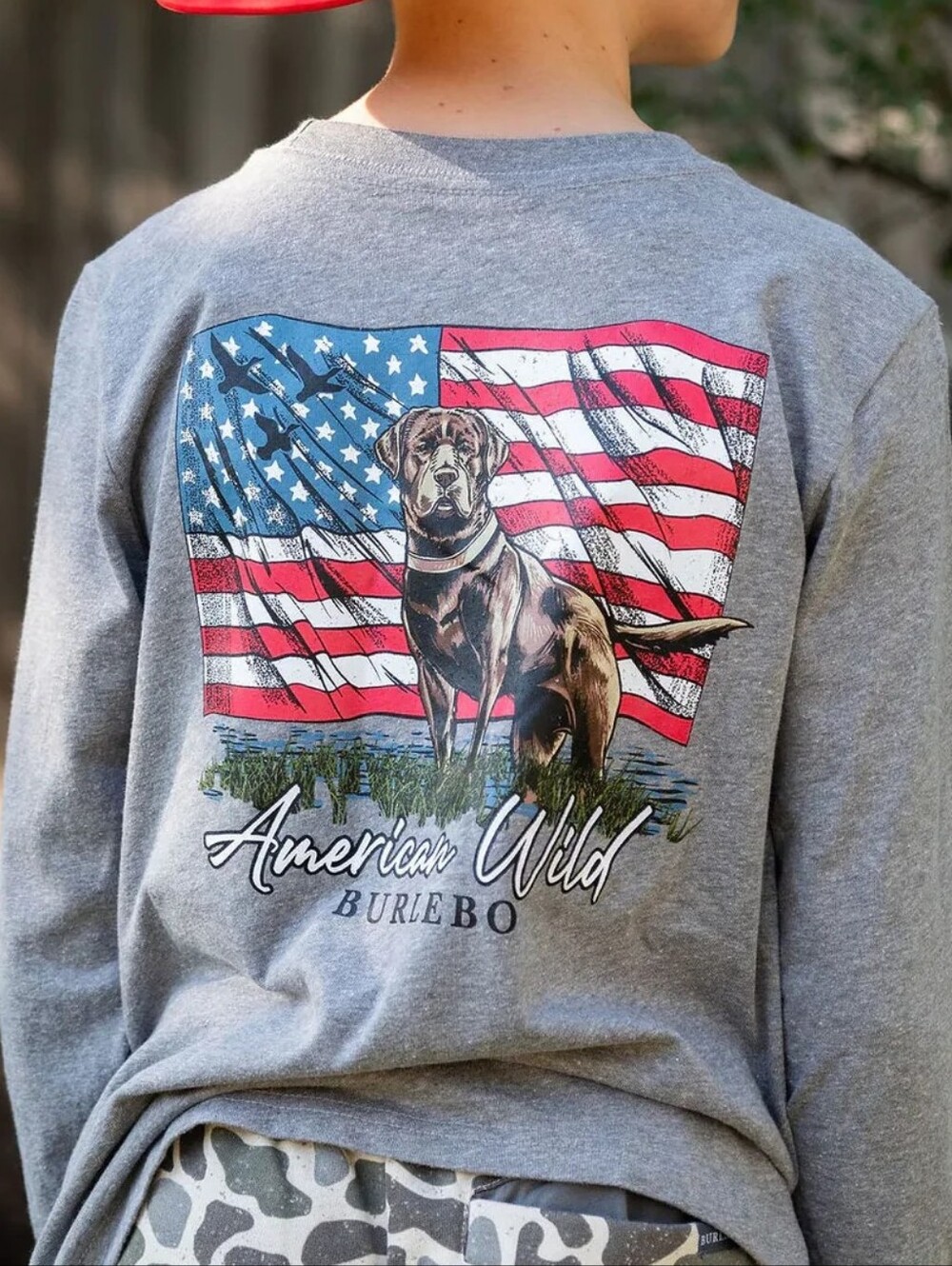 Burlebo Youth American Wild Tee Long Sleeve Grey Large 10-12